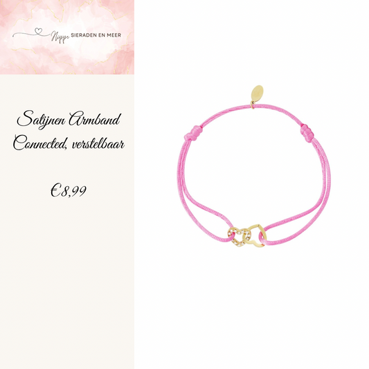 Satijnen love armband - roze