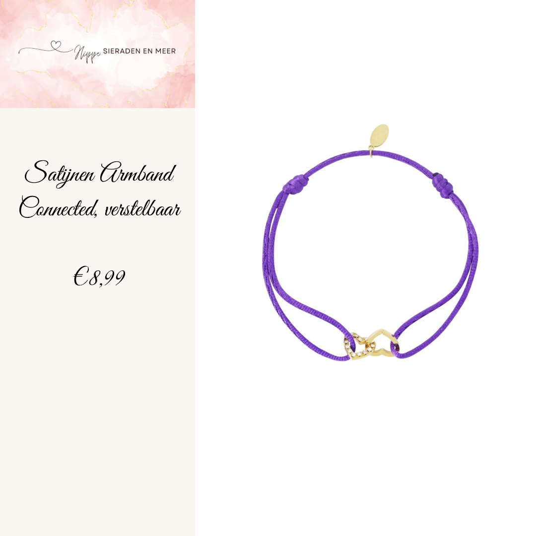 Satijnen love armband - paars