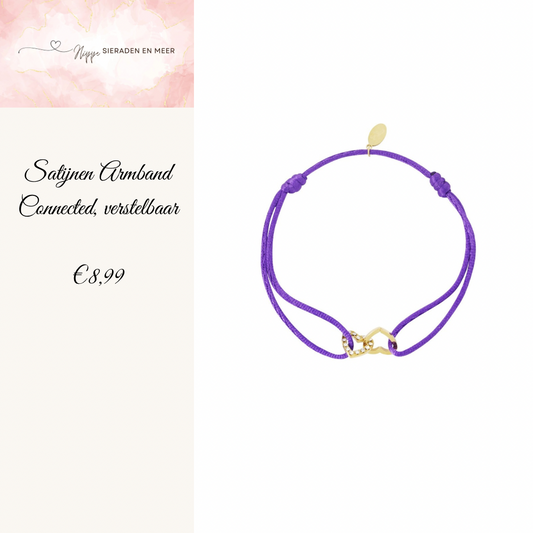 Satijnen love armband - paars