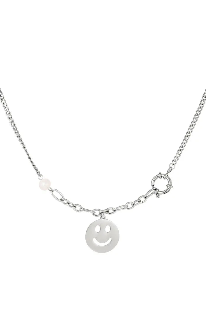 RVS ketting smiley face Zilver Stainless Steel