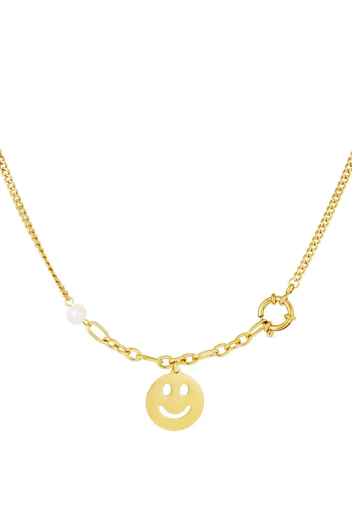 RVS ketting smiley face Zilver Stainless Steel