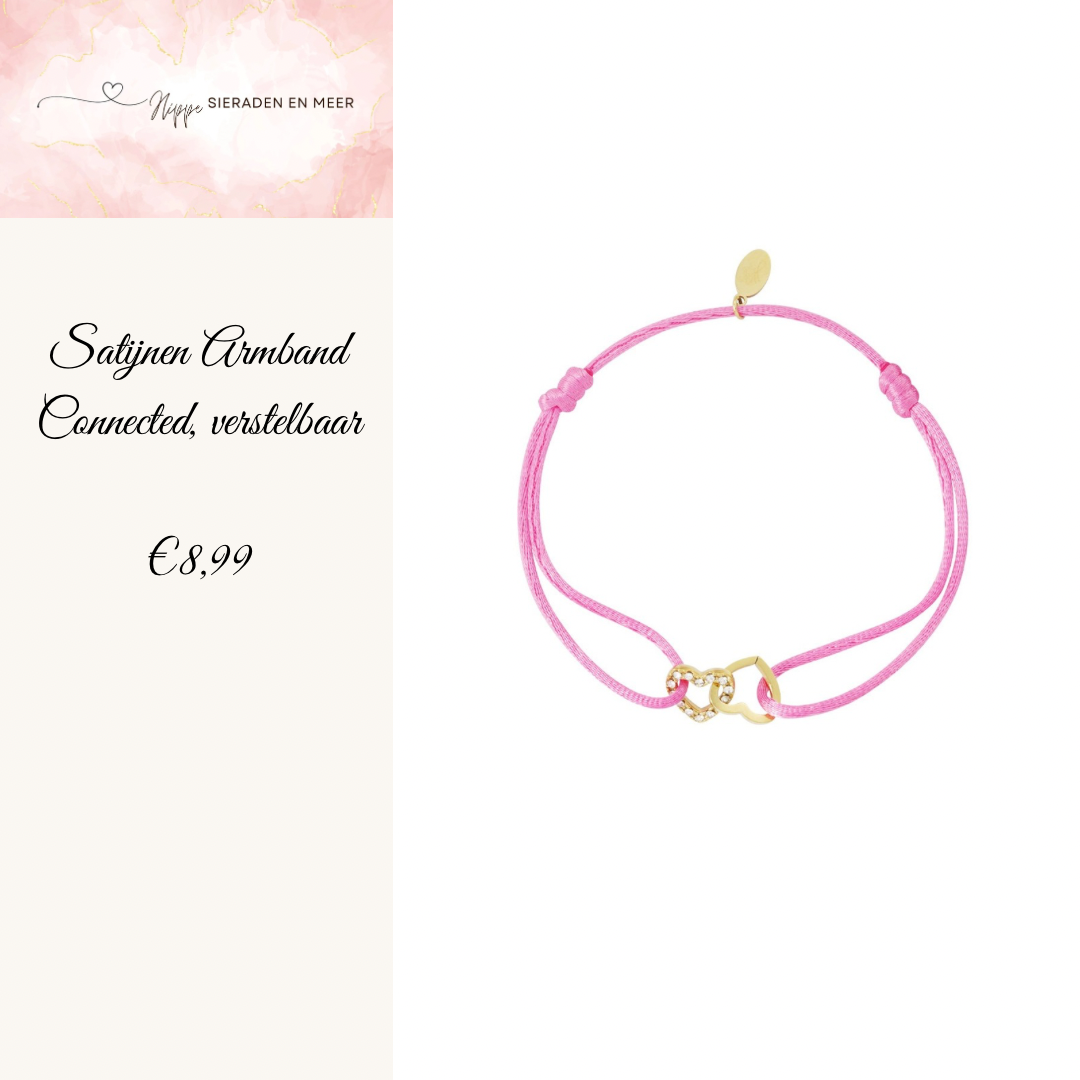 Satijnen love armband - roze