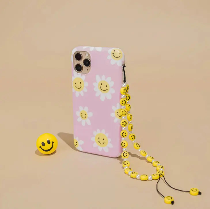 Telefoonkoord met kralen - Smiley Pearl