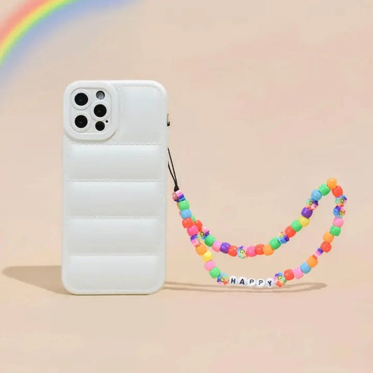 Telefoonkoordje met kralen - Happy Rainbow