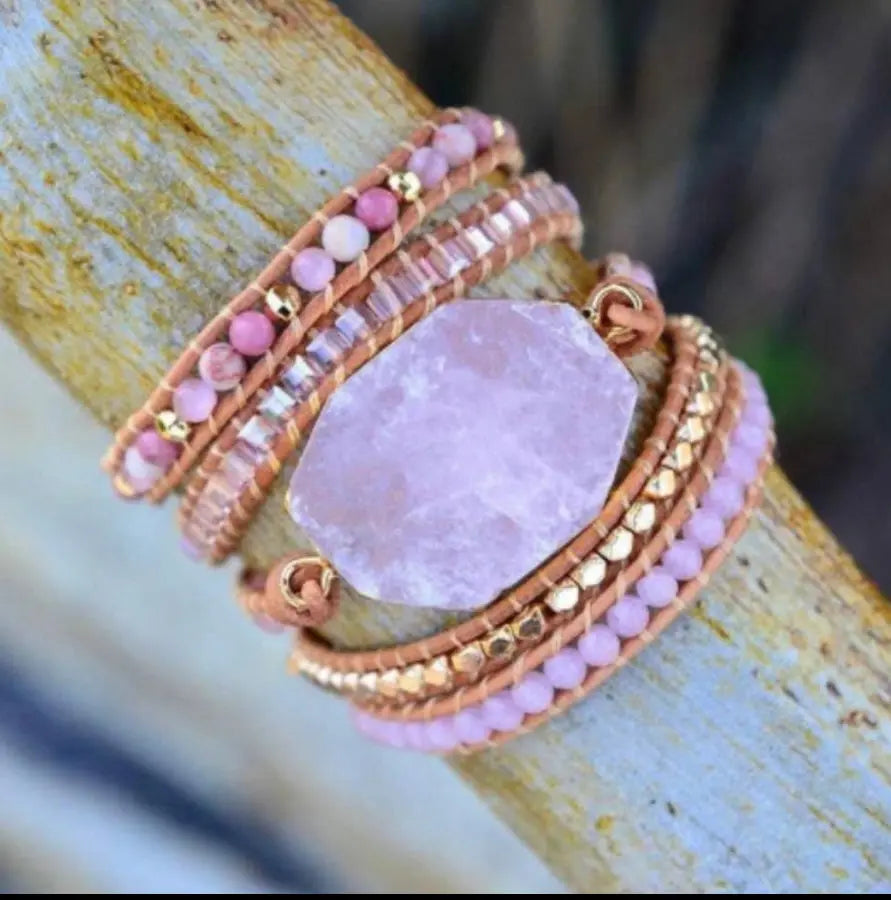 NIMAXI Jewelry | HANDGEMAAKTE ROZE KWARTS ARMBAND