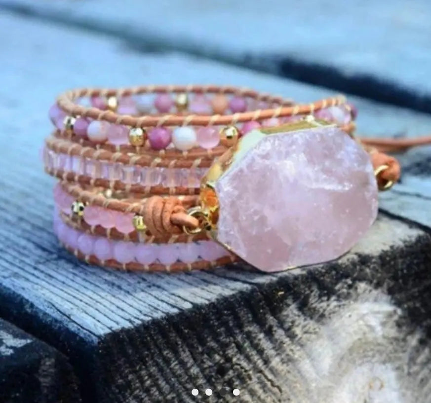 NIMAXI Jewelry | HANDGEMAAKTE ROZE KWARTS ARMBAND